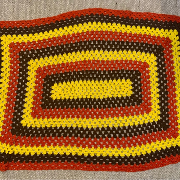 Vintage Fall Autumn Handmade Knit Afghan Blanket - Picture 3 of 7